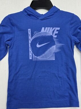 Nike Royal Blue Hooded Tee with Light Blue Baseball Graphic